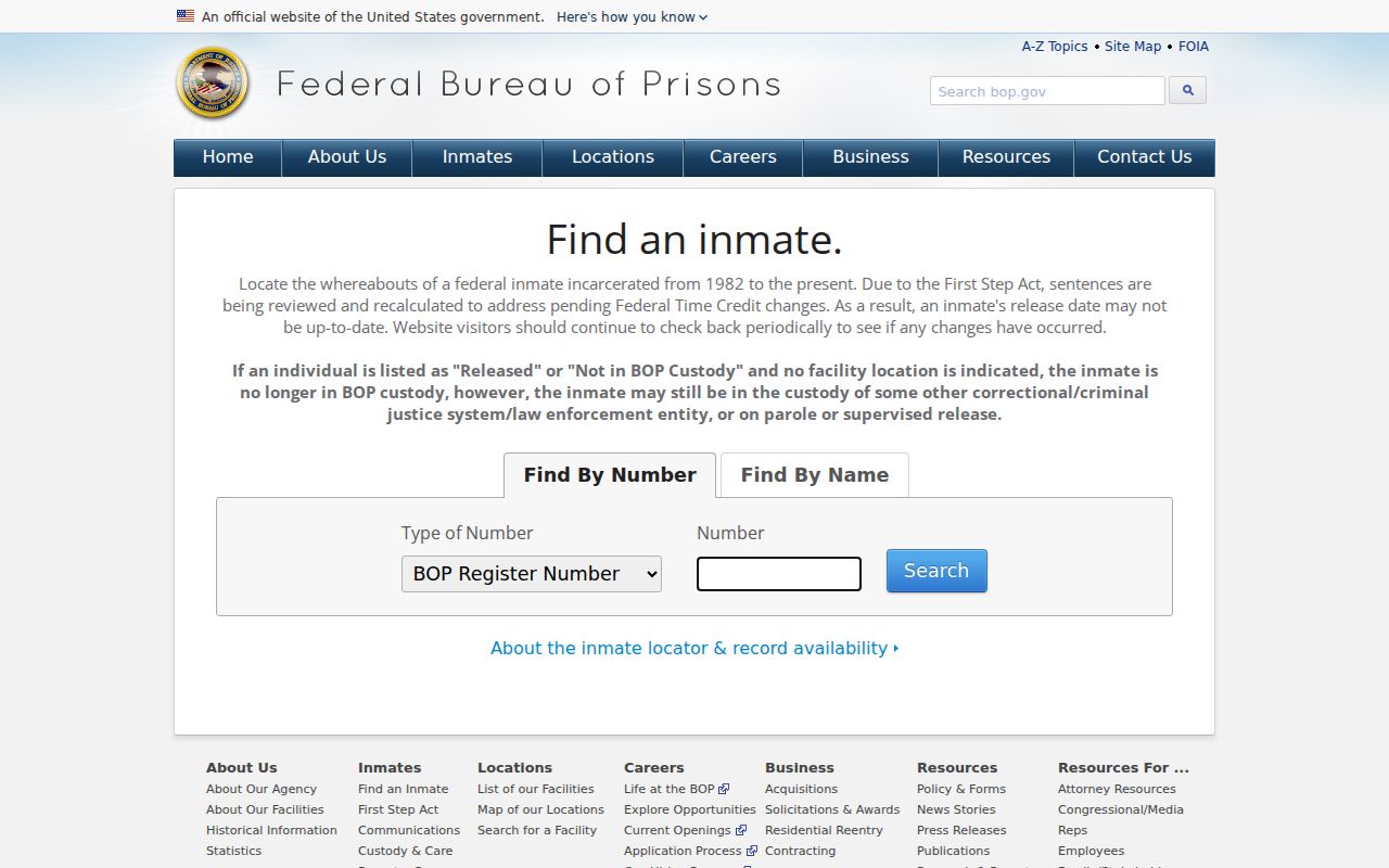 Jackson County registry research using the federal prison locator