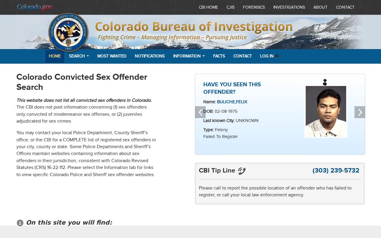 Jackson County sex offender search on the Colorado registry