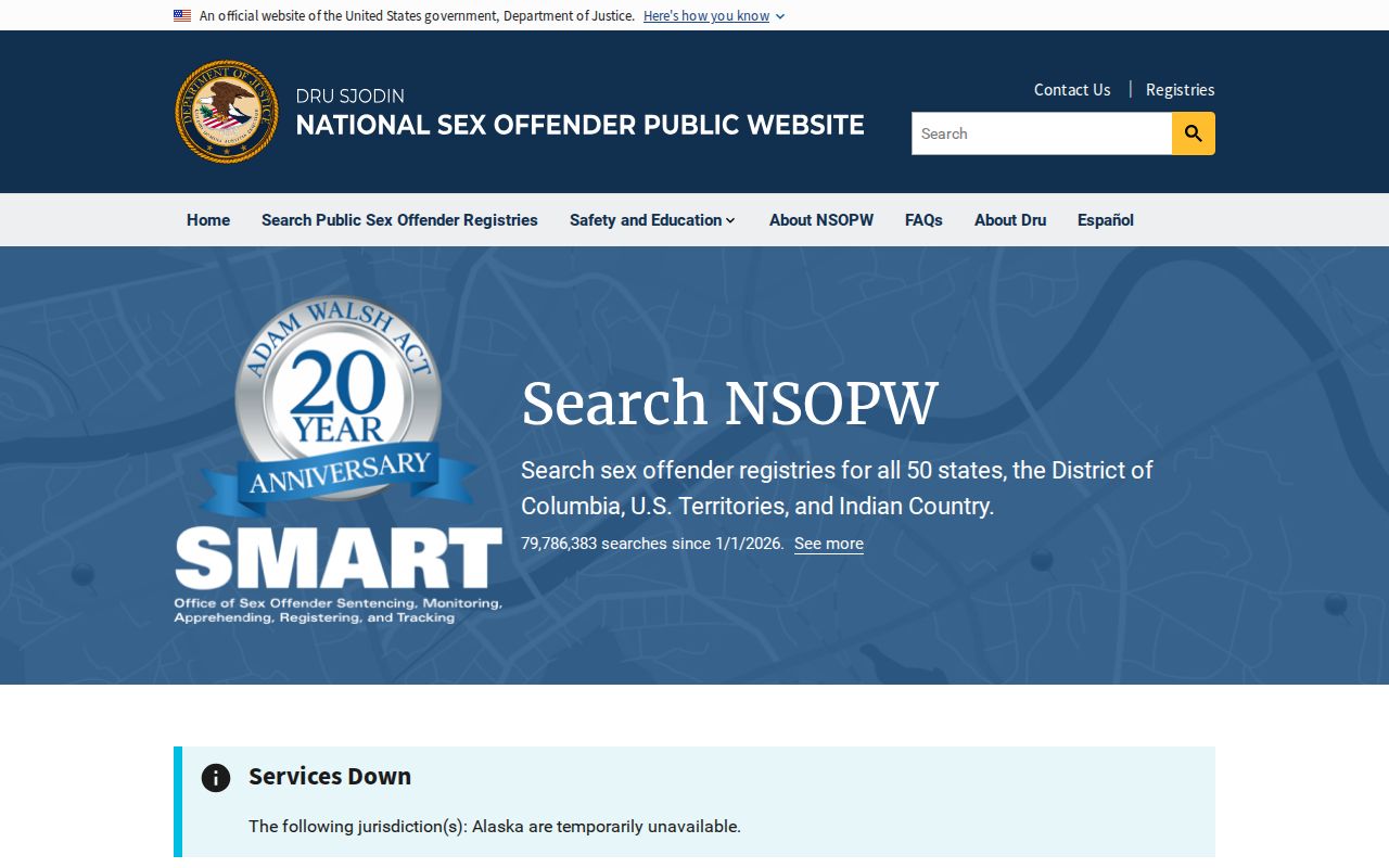 Jackson County sex offender search through the national NSOPW portal